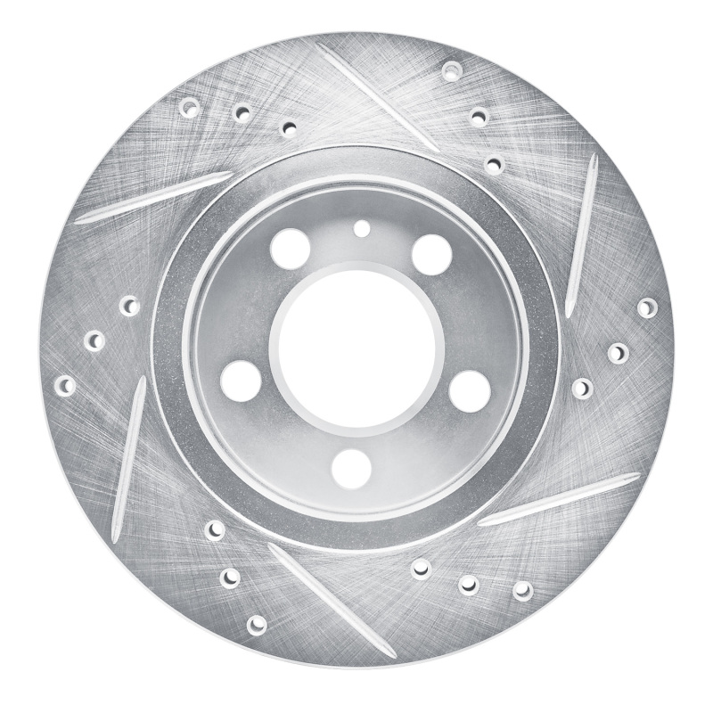 Audi TT Quattro Brake Rotor (1) - Rear Left - R1 Concepts - Drilled & Slotted - Silver - `00-`06